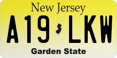 NJ license plate A19LKW