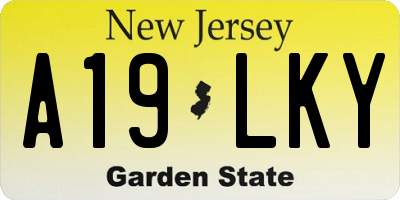 NJ license plate A19LKY
