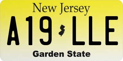 NJ license plate A19LLE