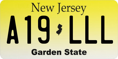 NJ license plate A19LLL