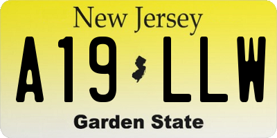 NJ license plate A19LLW
