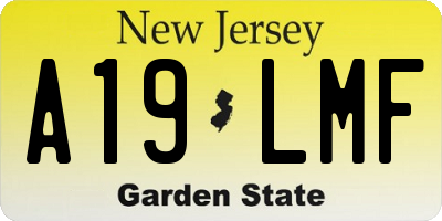 NJ license plate A19LMF