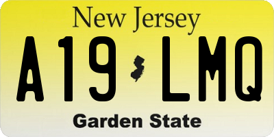 NJ license plate A19LMQ