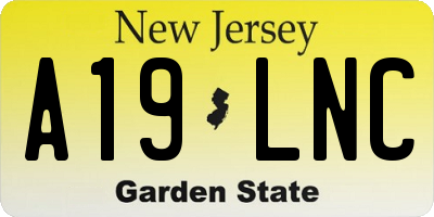 NJ license plate A19LNC