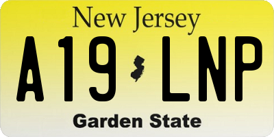 NJ license plate A19LNP