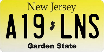 NJ license plate A19LNS