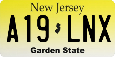 NJ license plate A19LNX