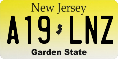 NJ license plate A19LNZ