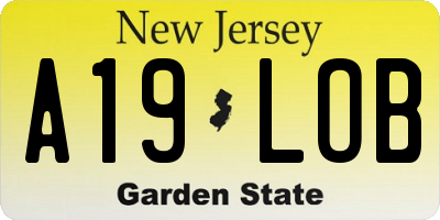 NJ license plate A19LOB