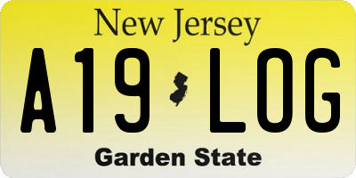 NJ license plate A19LOG