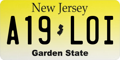 NJ license plate A19LOI