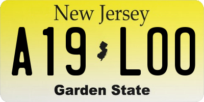 NJ license plate A19LOO