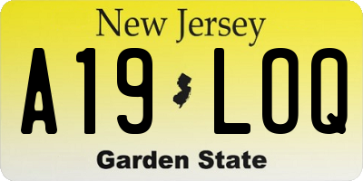 NJ license plate A19LOQ