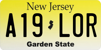 NJ license plate A19LOR