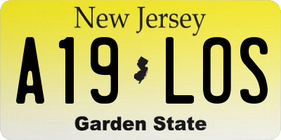 NJ license plate A19LOS