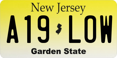 NJ license plate A19LOW