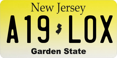 NJ license plate A19LOX