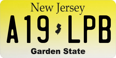 NJ license plate A19LPB