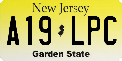 NJ license plate A19LPC