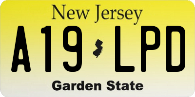 NJ license plate A19LPD