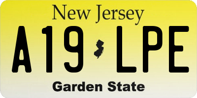NJ license plate A19LPE
