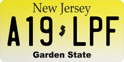 NJ license plate A19LPF
