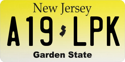 NJ license plate A19LPK