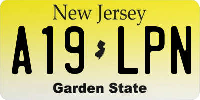 NJ license plate A19LPN