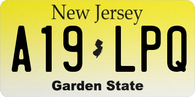 NJ license plate A19LPQ