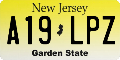 NJ license plate A19LPZ
