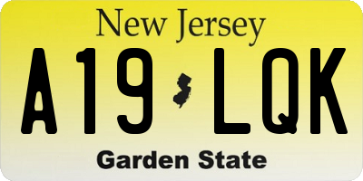 NJ license plate A19LQK