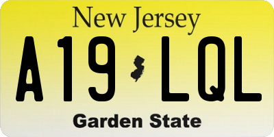 NJ license plate A19LQL