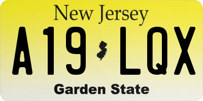 NJ license plate A19LQX