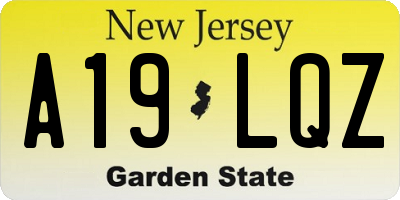 NJ license plate A19LQZ
