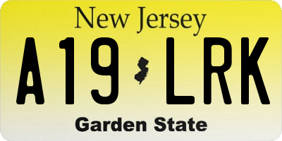 NJ license plate A19LRK