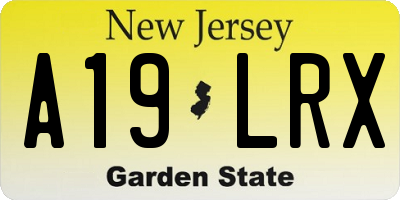 NJ license plate A19LRX