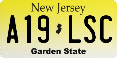 NJ license plate A19LSC