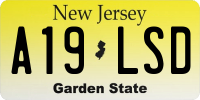 NJ license plate A19LSD