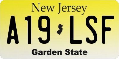 NJ license plate A19LSF