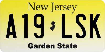 NJ license plate A19LSK