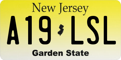 NJ license plate A19LSL