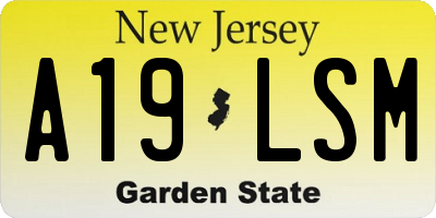 NJ license plate A19LSM