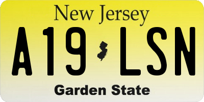 NJ license plate A19LSN