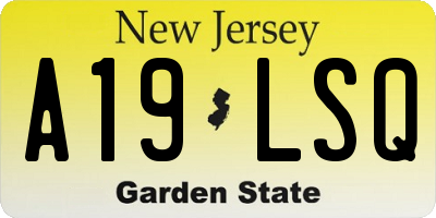 NJ license plate A19LSQ