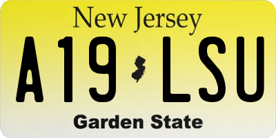 NJ license plate A19LSU