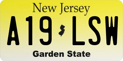 NJ license plate A19LSW