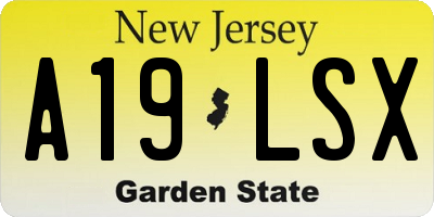 NJ license plate A19LSX