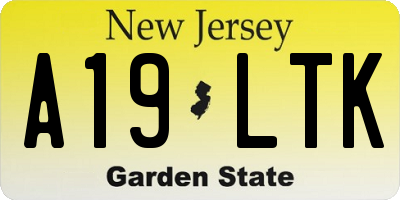 NJ license plate A19LTK