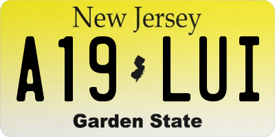 NJ license plate A19LUI