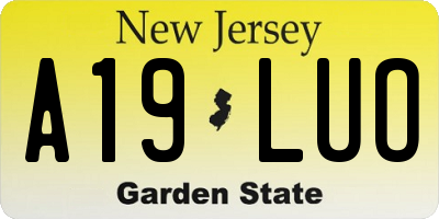 NJ license plate A19LUO